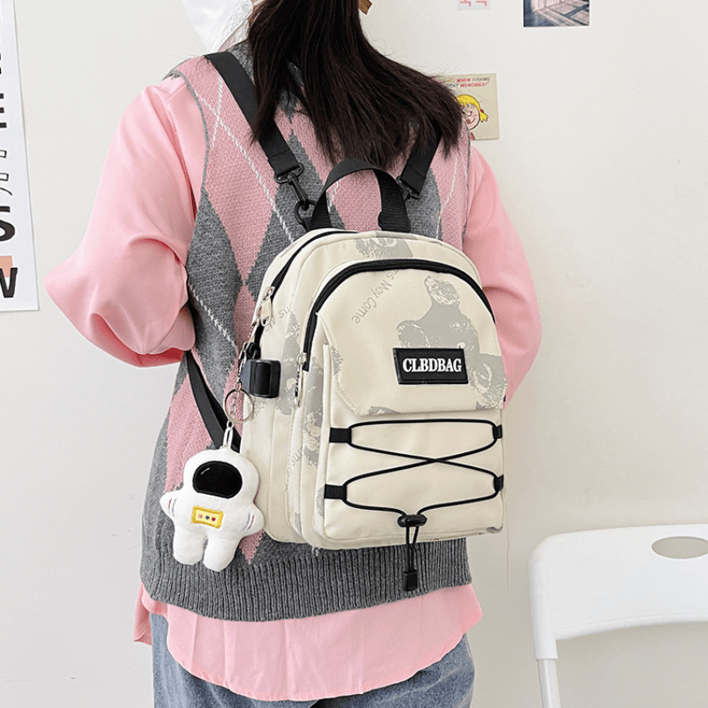 Bear Printed Multifunctional Backpack Handbag Crossbody Bag