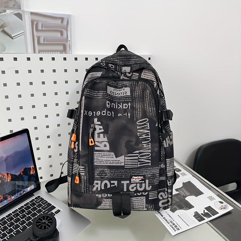 Men's Casual Backpack Graffiti Large Capacity School Bag Computer Backpack