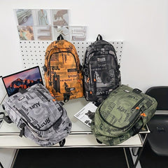 Men's Casual Backpack Graffiti Large Capacity School Bag Computer Backpack