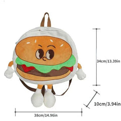 Burger Backpack Cartoon Canvas Backpack Large Capacity Schoolbag