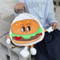 Burger Backpack Cartoon Canvas Backpack Large Capacity Schoolbag