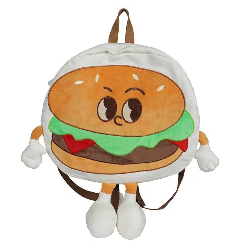 Burger Backpack Cartoon Canvas Backpack Large Capacity Schoolbag