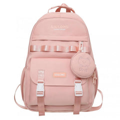 Casual Backpack with Bear Patten Coin Purse