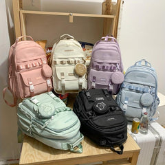 Casual Backpack with Bear Patten Coin Purse
