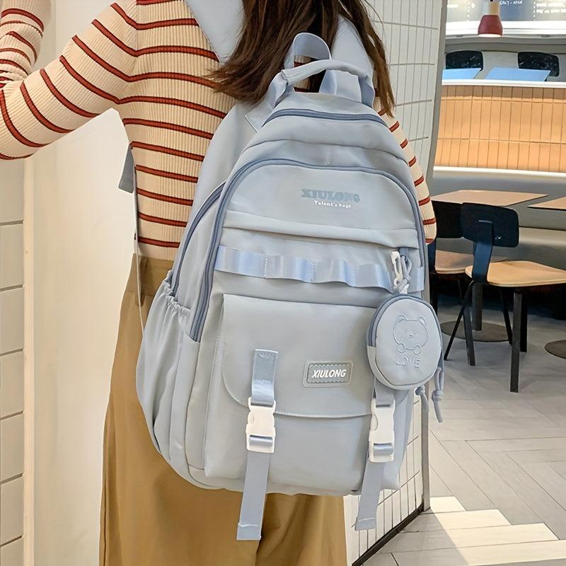Casual Backpack with Bear Patten Coin Purse
