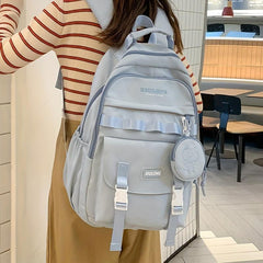 Casual Backpack with Bear Patten Coin Purse