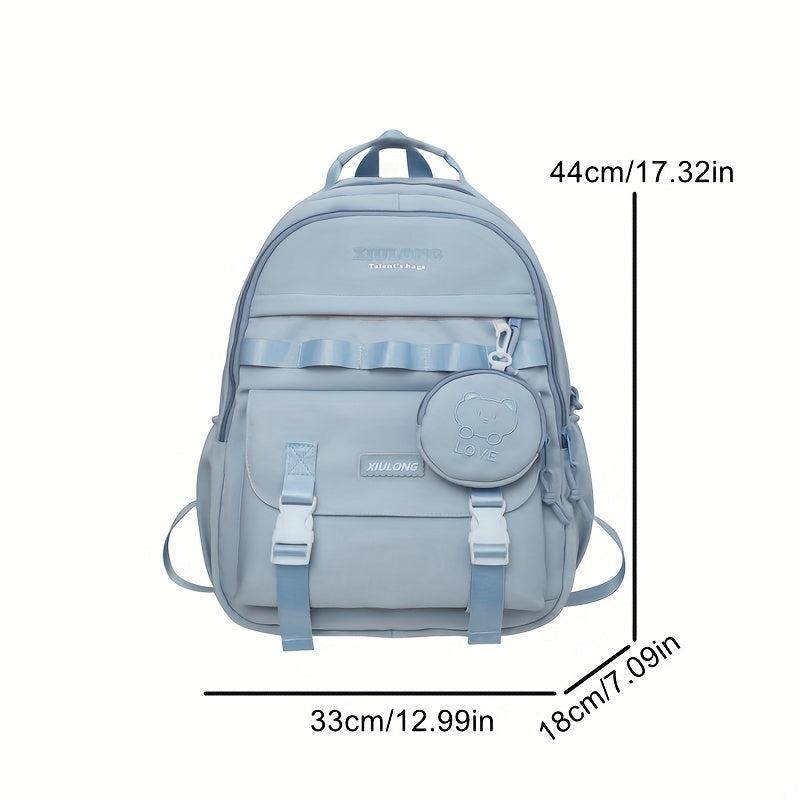 Casual Backpack with Bear Patten Coin Purse