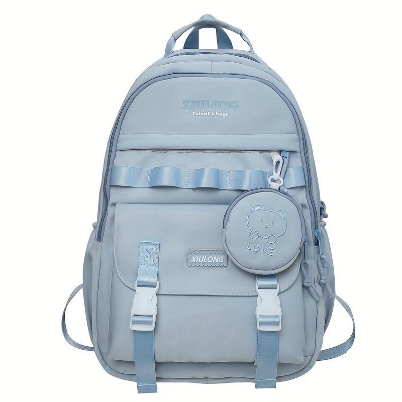 Casual Backpack with Bear Patten Coin Purse