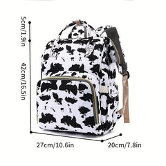Cow Print Leopard Print Casual Backpack Waterproof Large Capacity Mommy Bag