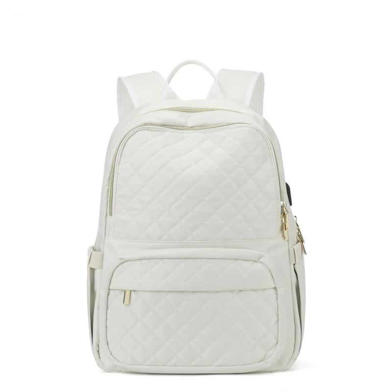 Argyle Quilted Backpack Large Capacity Casual Travel Schoolbag