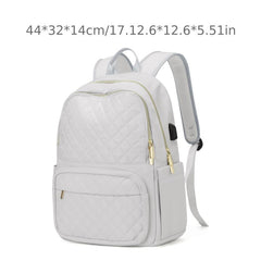 Argyle Quilted Backpack Large Capacity Casual Travel Schoolbag