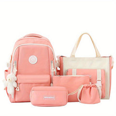 5pcs Backpack Crossbody Bag Handbag Drawstring Bag And Pen Bag Set