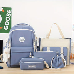 5pcs Backpack Crossbody Bag Handbag Drawstring Bag And Pen Bag Set
