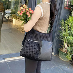 Large Capacity Hollow Mesh Casual Crossbody Bag for Women