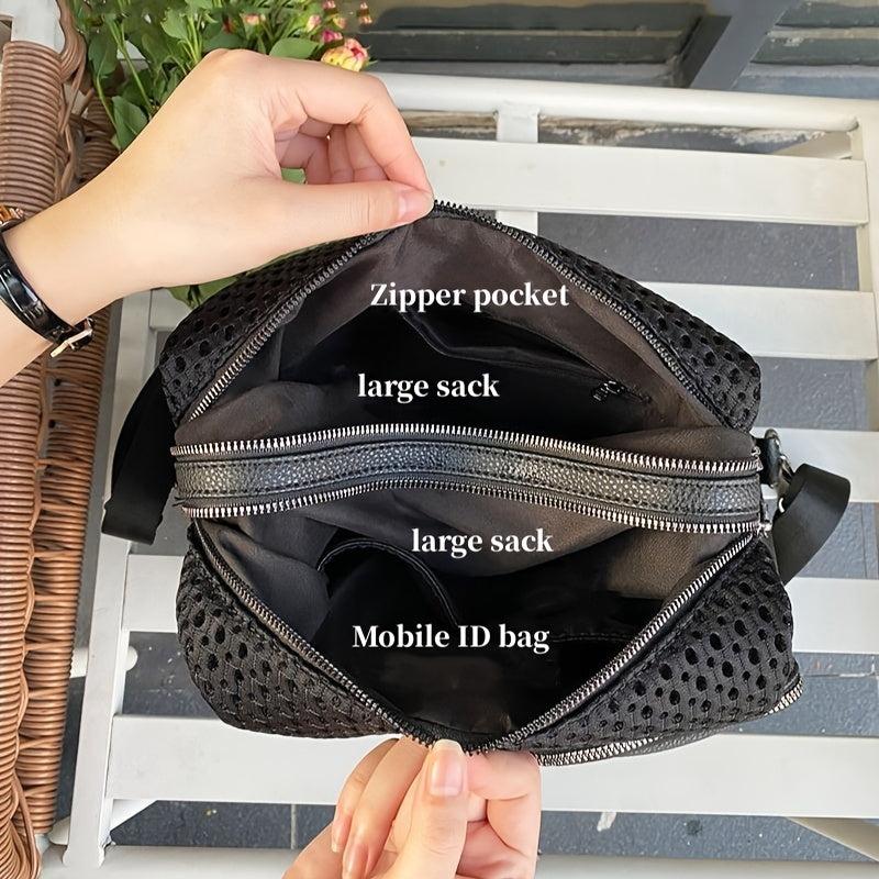 Large Capacity Hollow Mesh Casual Crossbody Bag for Women
