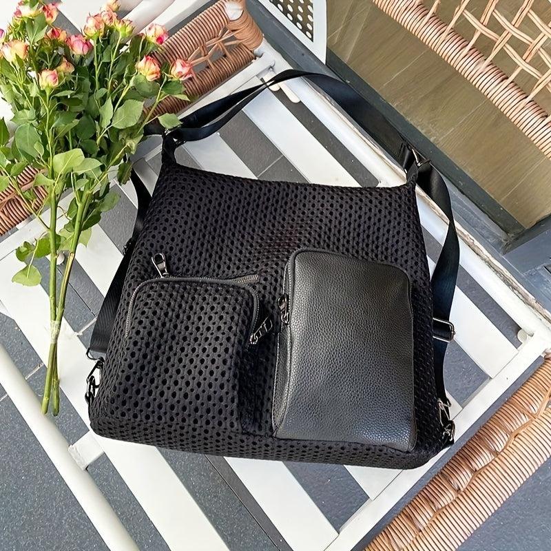 Large Capacity Hollow Mesh Casual Crossbody Bag for Women