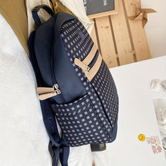 Plaid Backpack with Spine Protection and Large Capacity