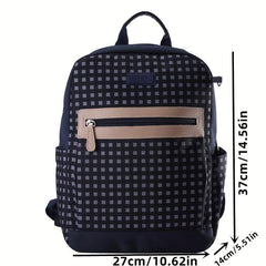 Plaid Backpack with Spine Protection and Large Capacity