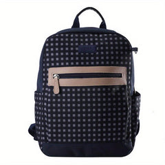 Plaid Backpack with Spine Protection and Large Capacity