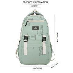 Preppy Casual Backpack Letter Pattern Bag Student Commuter Double Should