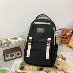 Preppy Casual Backpack Letter Pattern Bag Student Commuter Double Should