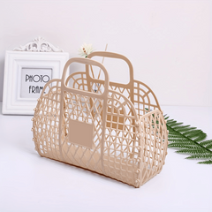 Portable Plastic Storage Basket Beach Bag Travel Storage Bag