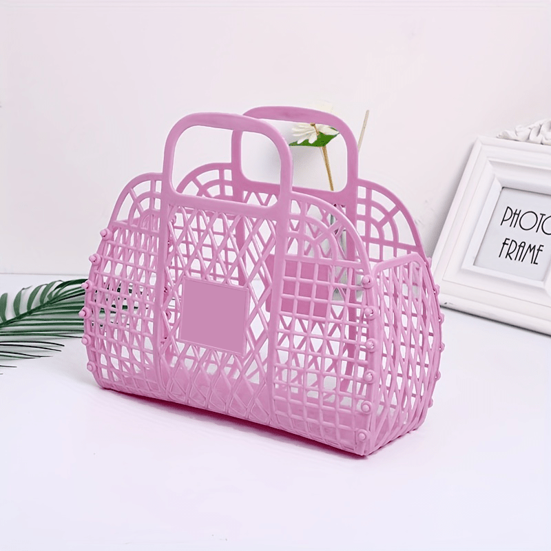 Portable Plastic Storage Basket Beach Bag Travel Storage Bag