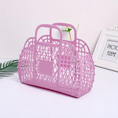 Portable Plastic Storage Basket Beach Bag Travel Storage Bag