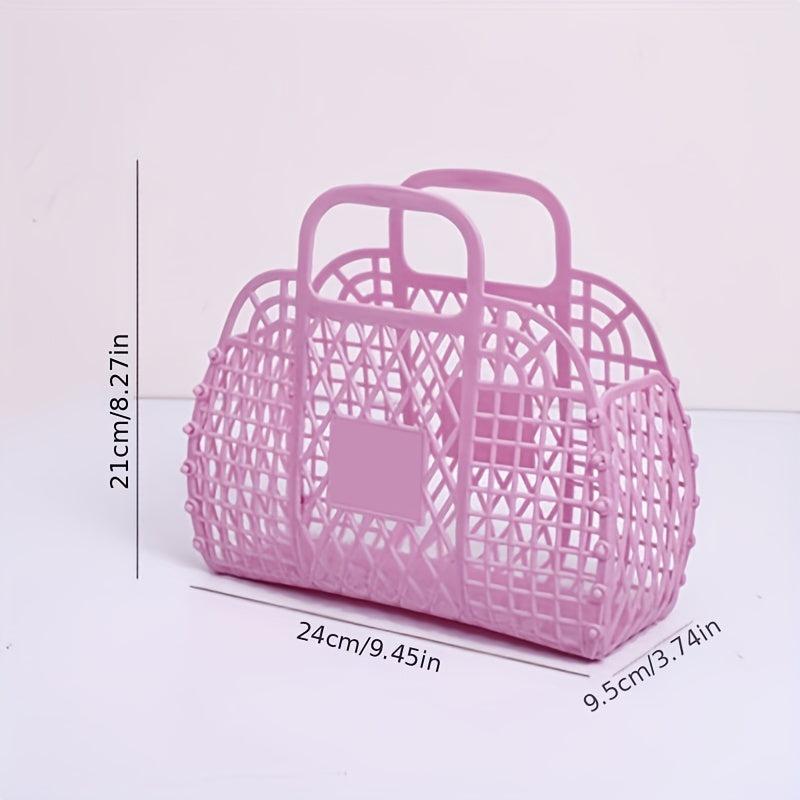 Portable Plastic Storage Basket Beach Bag Travel Storage Bag