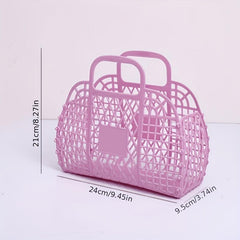 Portable Plastic Storage Basket Beach Bag Travel Storage Bag
