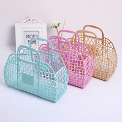 Portable Plastic Storage Basket Beach Bag Travel Storage Bag