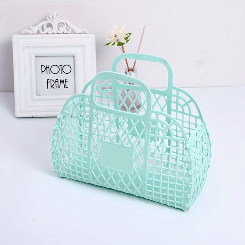 Portable Plastic Storage Basket Beach Bag Travel Storage Bag