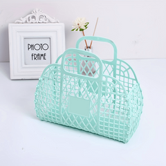 Portable Plastic Storage Basket Beach Bag Travel Storage Bag