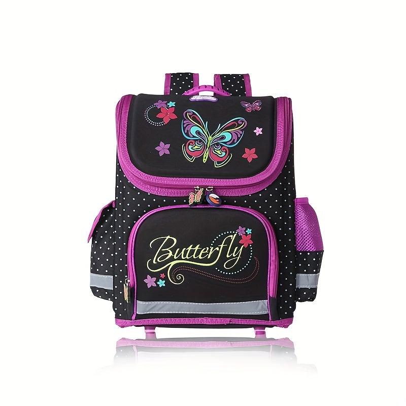Butterfly Flowers Backpack for Kids Waterproof Lightweight Red