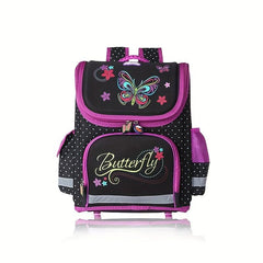 Butterfly Flowers Backpack for Kids Waterproof Lightweight Red