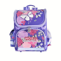Butterfly Flowers Backpack for Kids Waterproof Lightweight Red