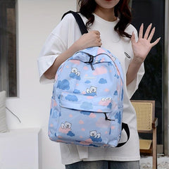 Cartoon Bear Cloud Pattern Backpack for Students Large Capacity