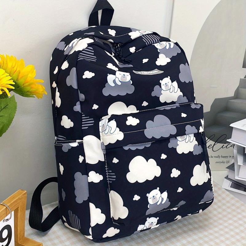 Cartoon Bear Cloud Pattern Backpack for Students Large Capacity