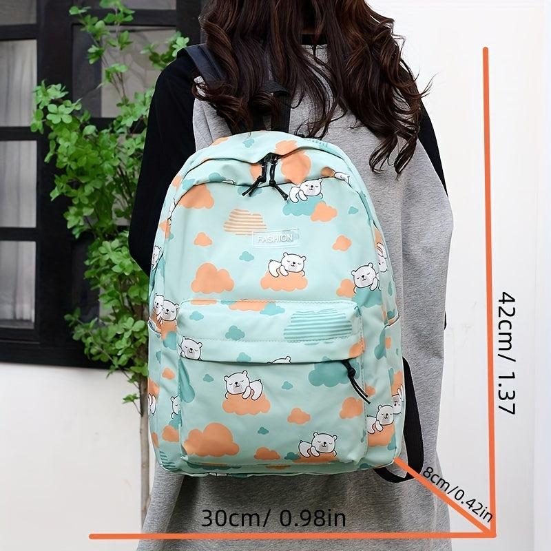 Cartoon Bear Cloud Pattern Backpack for Students Large Capacity