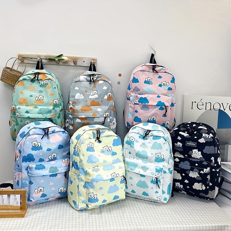 Cartoon Bear Cloud Pattern Backpack for Students Large Capacity