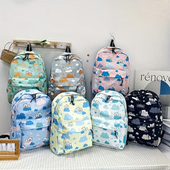 Cartoon Bear Cloud Pattern Backpack for Students Large Capacity