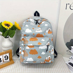 Cartoon Bear Cloud Pattern Backpack for Students Large Capacity