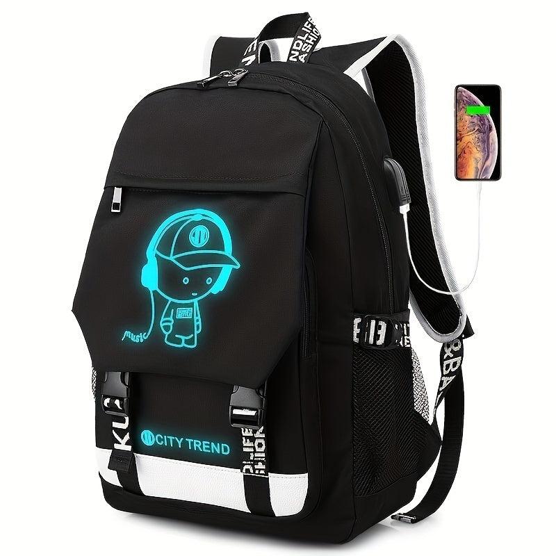 Casual Cartoon Luminous Backpack Large Capacity Oxford Cloth Backpack
