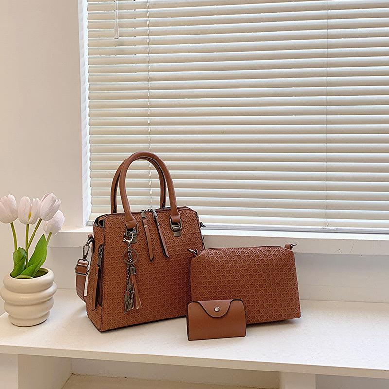 3pcs Crossbody Bag Handbag Coin Purse Set Women's Bags Embossed Pattern