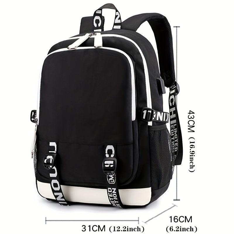 Flamingo Pattern Backpack with USB Charging Port