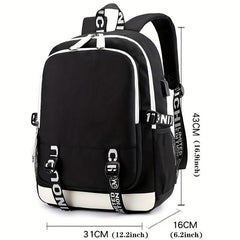 Flamingo Pattern Backpack with USB Charging Port