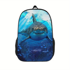 1PC Shark 3D Printing Backpack Lightweight Adjustable Straps Backpack