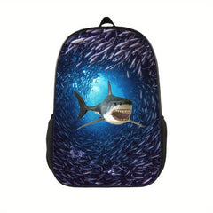 1PC Shark 3D Printing Backpack Lightweight Adjustable Straps Backpack