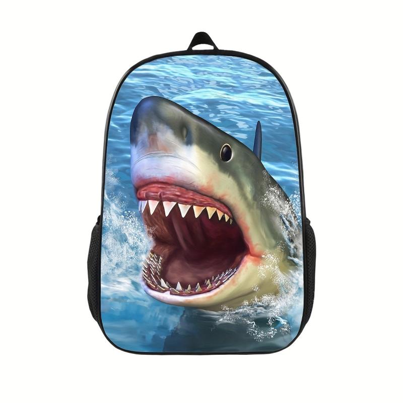 1PC Shark 3D Printing Backpack Lightweight Adjustable Straps Backpack