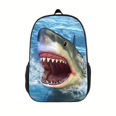 1PC Shark 3D Printing Backpack Lightweight Adjustable Straps Backpack